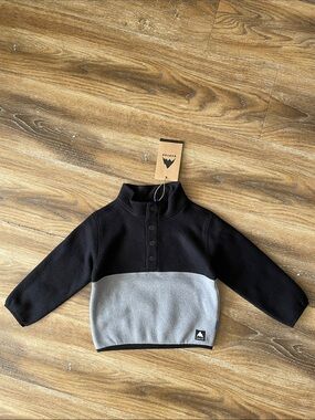 Burton Cinder Fleece Anorak - Toddlers in True Black / Heather Gray NWT